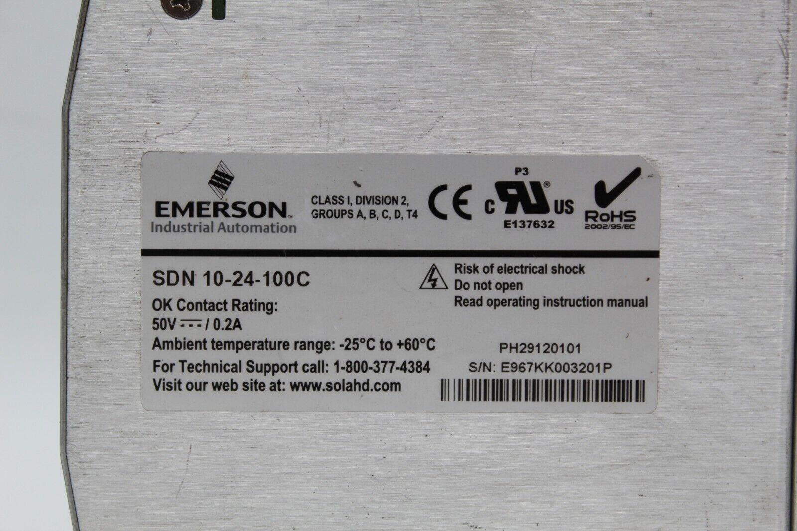 Emerson SOLA SDN 10-24-100C Power Supply