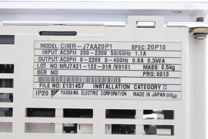 Yaskawa Electric CIMR-J7AA20P1 VS Mini J7 Inverter Drive