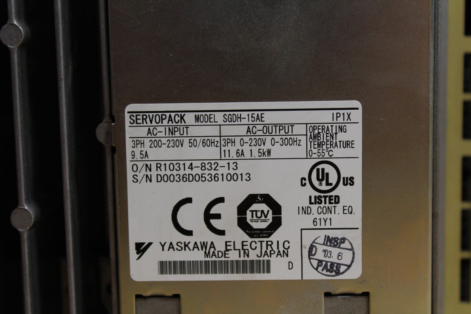 Yaskawa Electric SGDH-15AE ServoPack