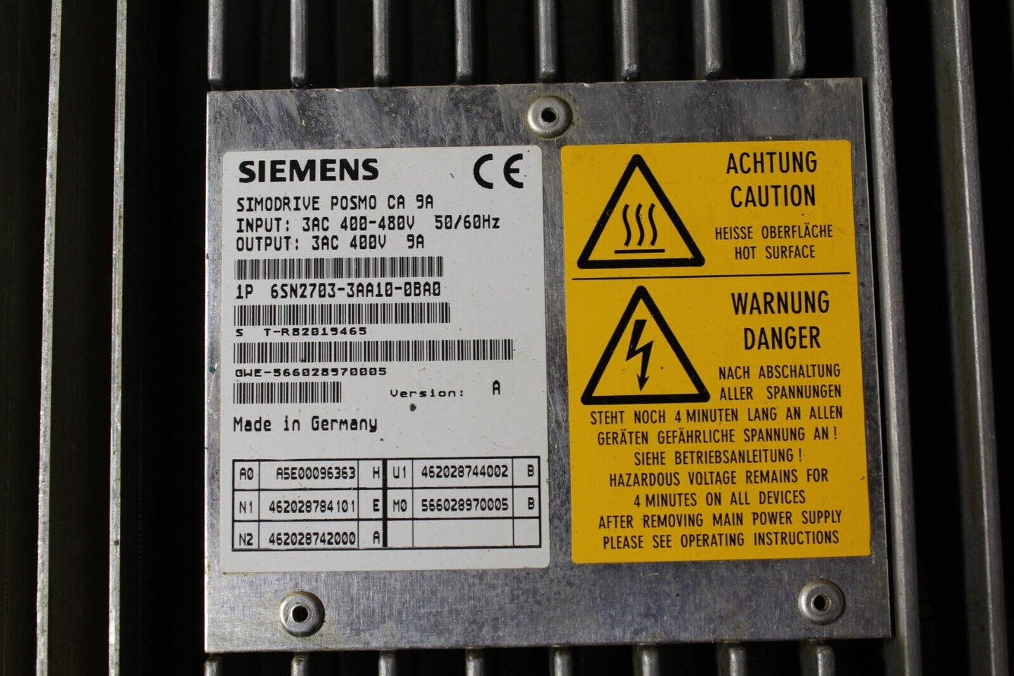 Siemens 6SN2703-3AA10-0BA0 Single Axis SimoDrive