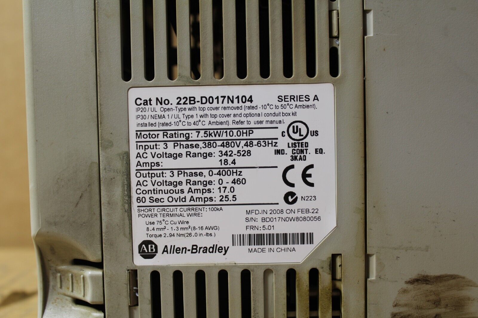Allen-Bradley 22B-D017N104 PowerFlex 40 Drive