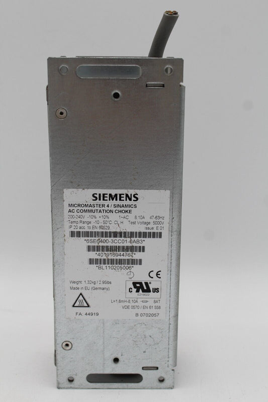 SIEMENS 6SE6400-3CC01-0AB3 AC COMMUNICATION CHOKE