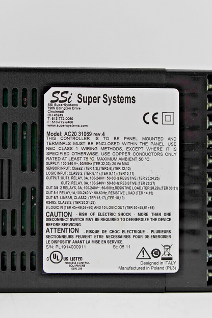 SSi Super Systems AC20 31069 rev.4 Single Loop Controller Instrument