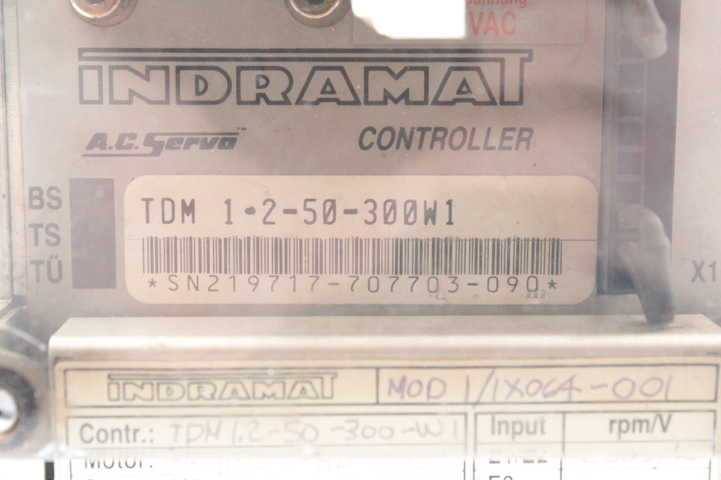 Indramat TDM 1.2-50-300W1 AC Servo Drive