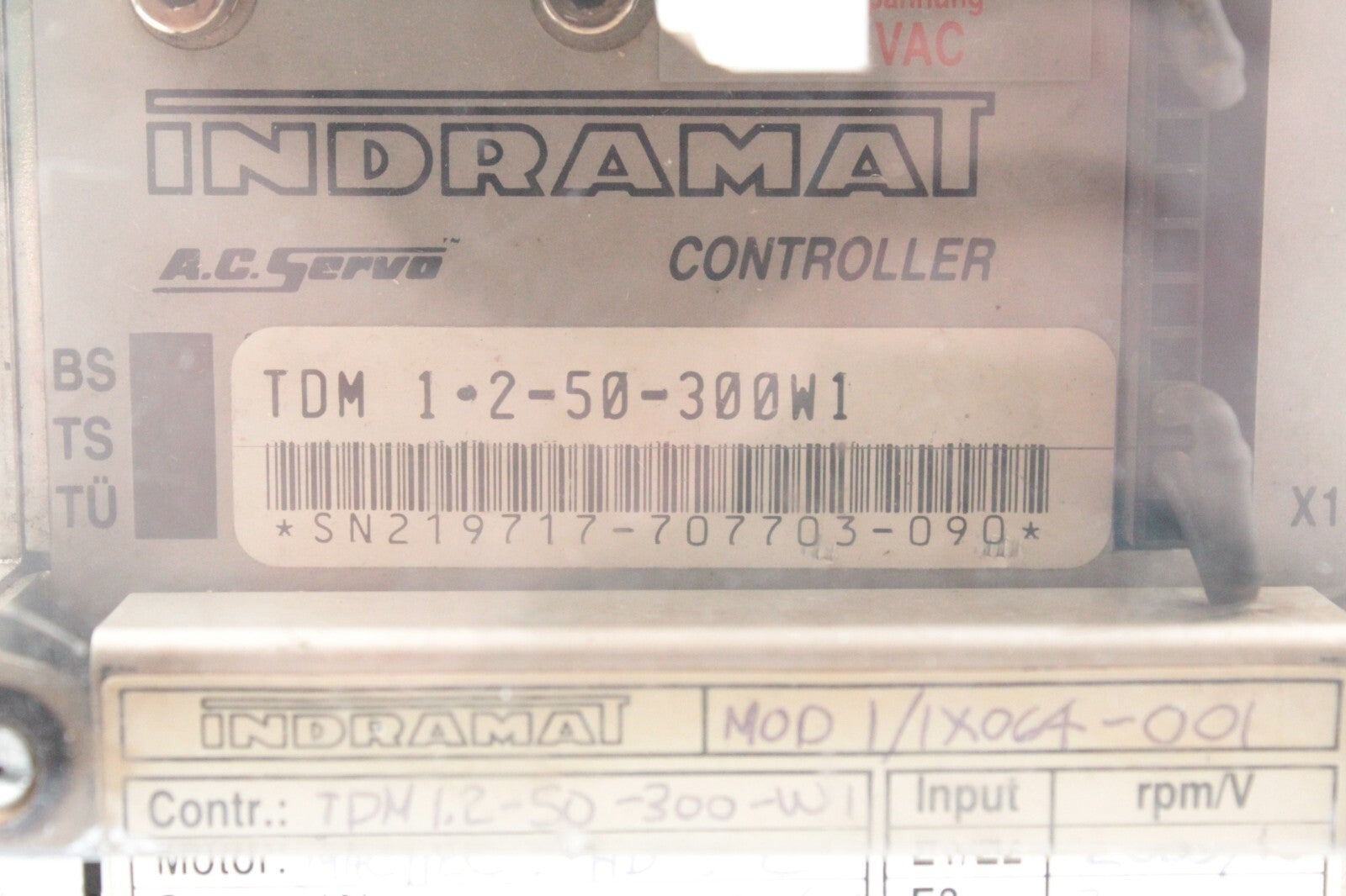 Indramat TDM 1.2-50-300W1 AC Servo Drive