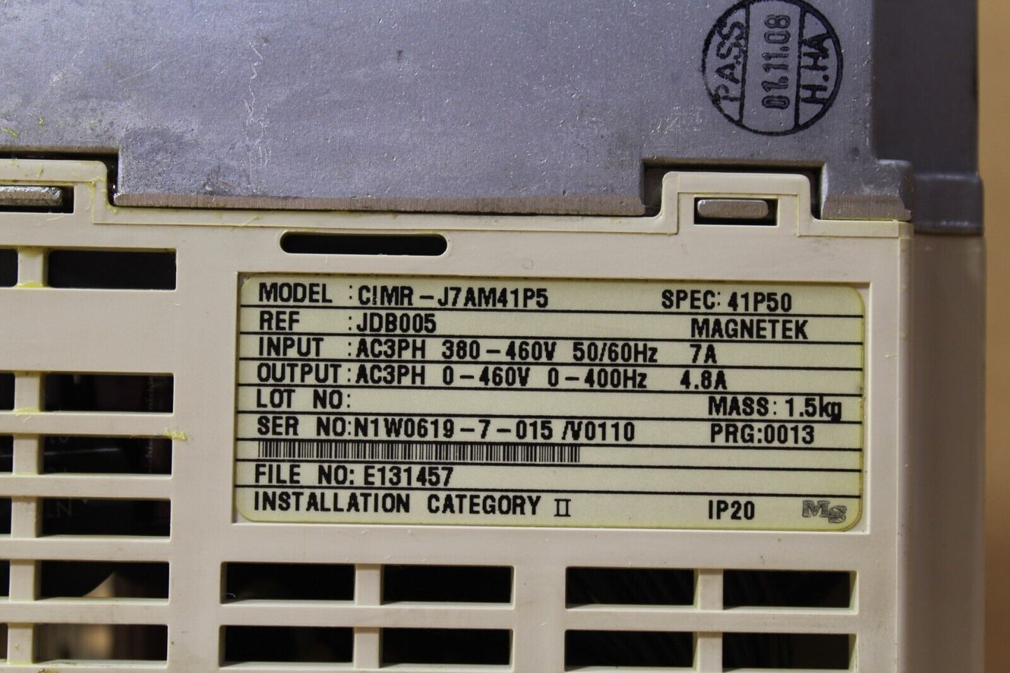 Yaskawa Electric CIMR-J7AM41P5 Drive (No Covers)