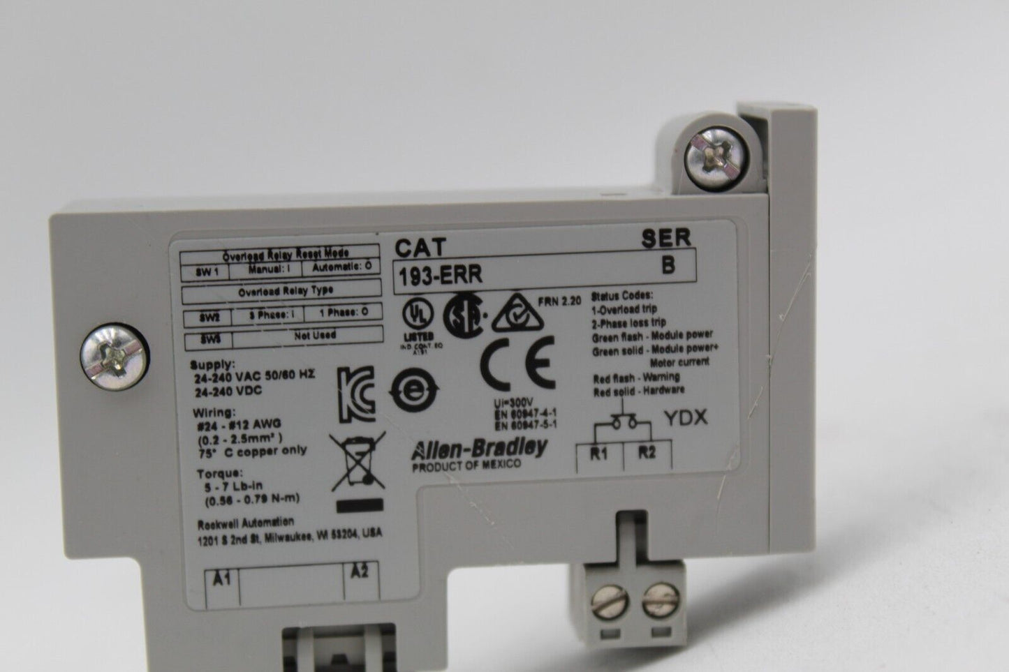 Allen-Bradley 193-ERR Overload Relay Reset Module