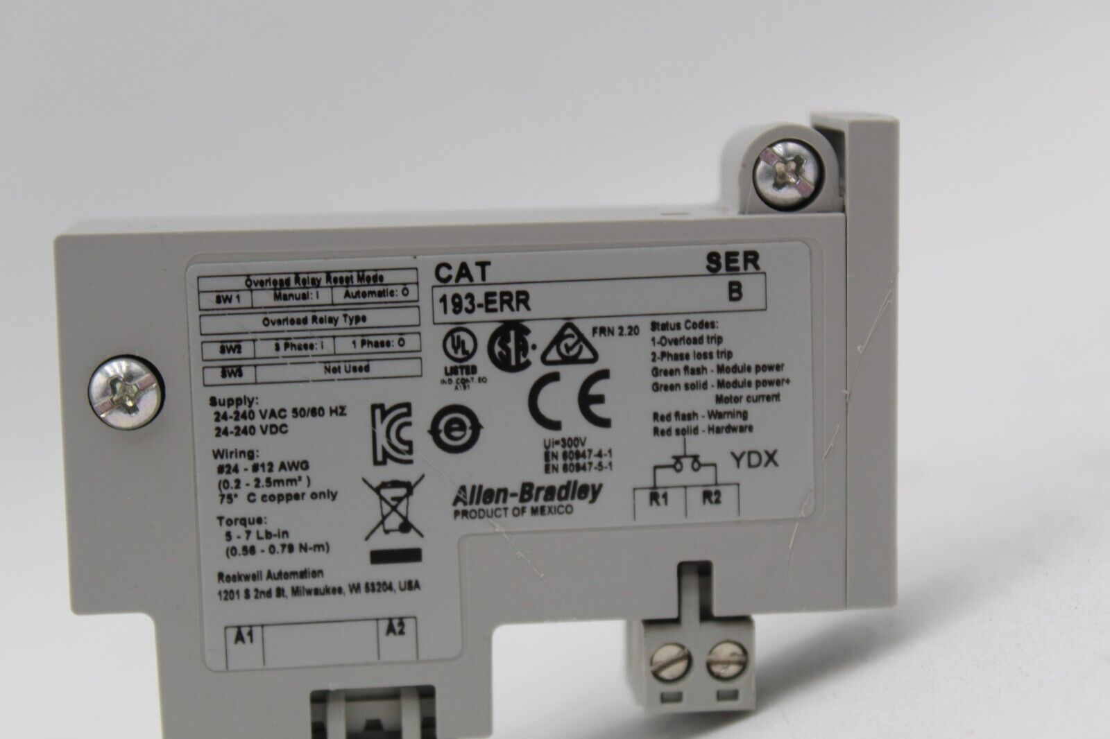 Allen-Bradley 193-ERR Overload Relay Reset Module