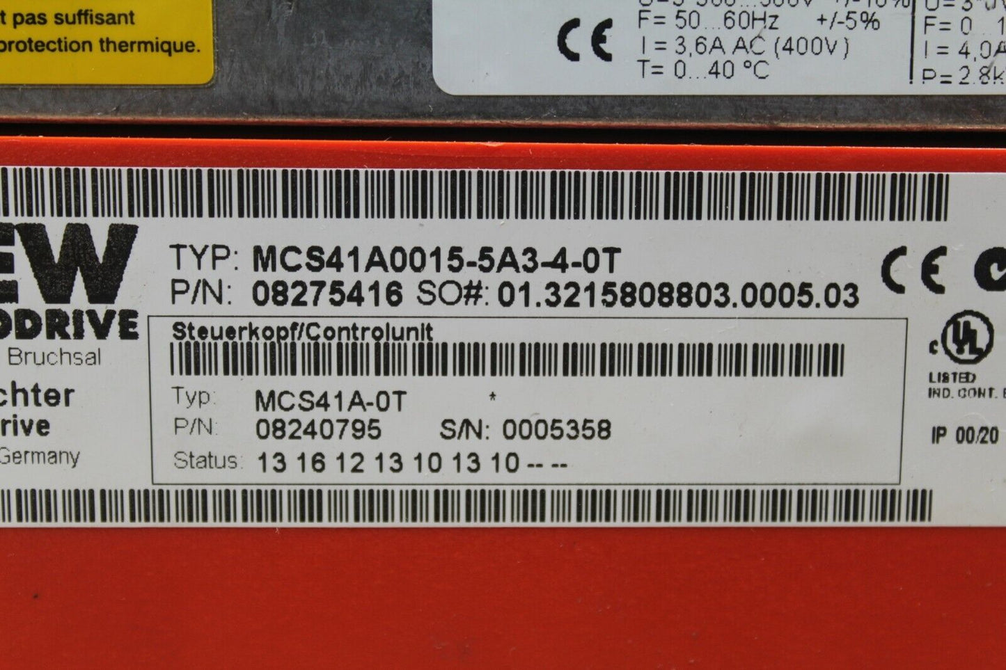 SEW MDX60A0015-5A3-4-00 Base W/ MCS41A0015-5A3-4-0T Eurodrive