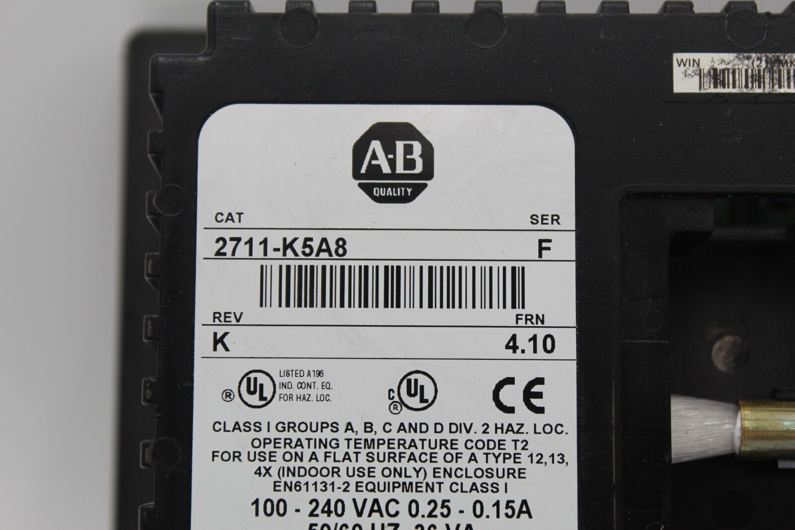 Allen Bradley 2711-K5A8 Ser. F PanelView 550 *no Back Cover + Tape Residue