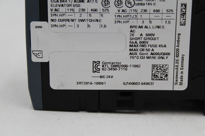 Siemens 3RT2016-1BB41 Contactor