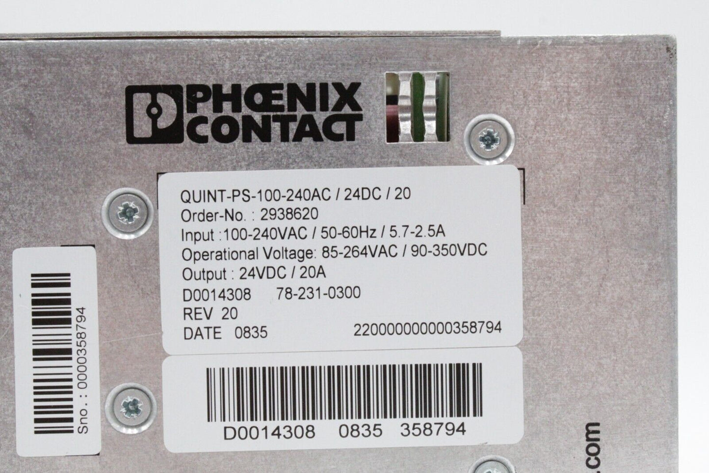 Phoenix Contact QUINT-PS-100-240AC/24DC/20 Power Supply Unit