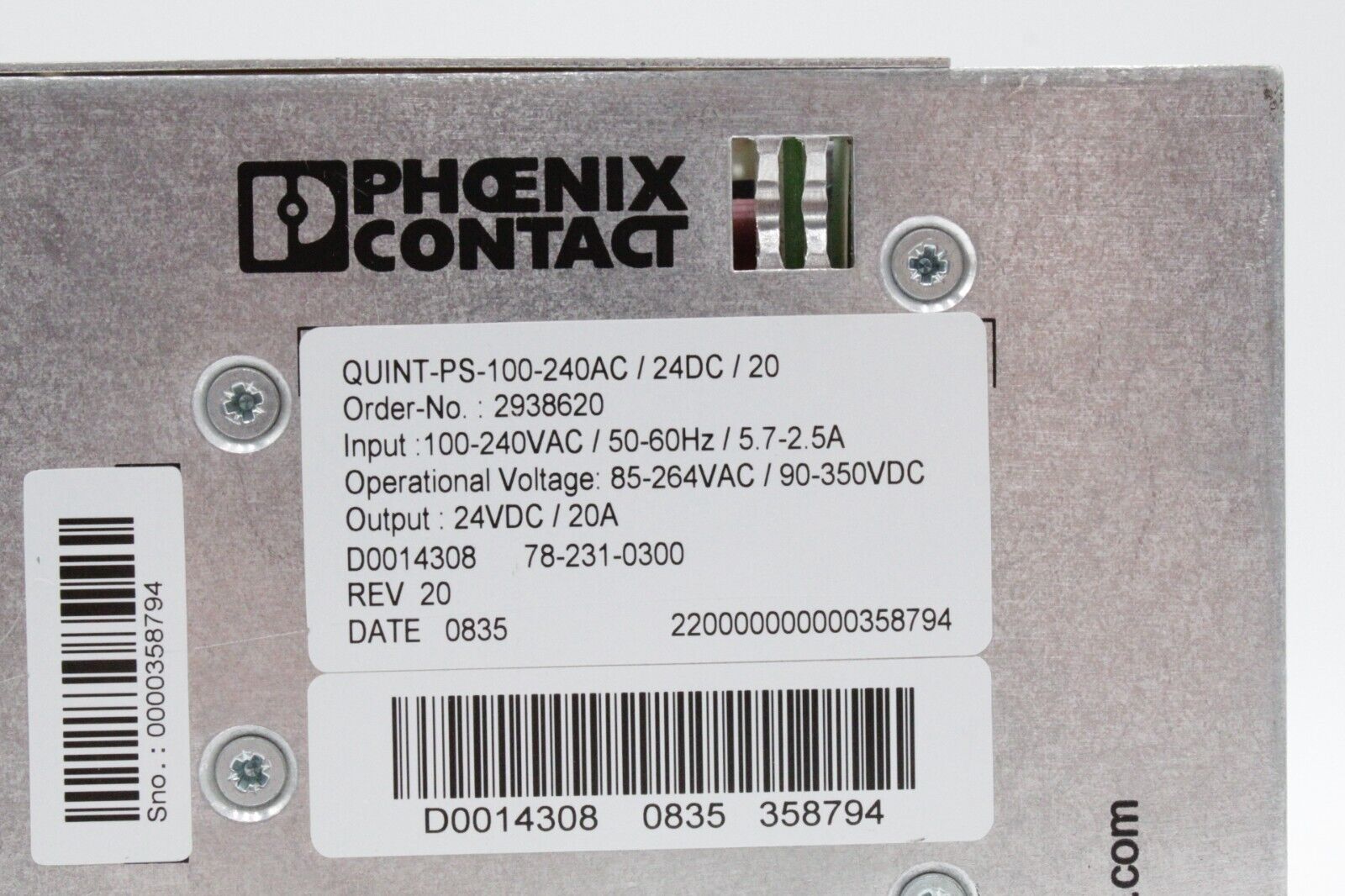 Phoenix Contact QUINT-PS-100-240AC/24DC/20 Power Supply Unit