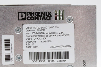 Phoenix Contact QUINT-PS-100-240AC/24DC/20 Power Supply Unit