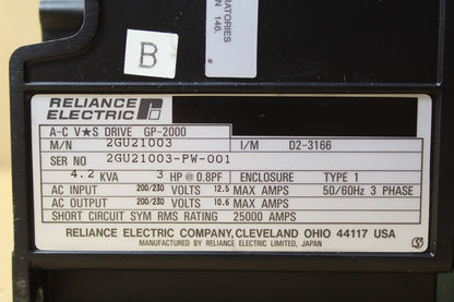 Reliance Electric GP-2000 2GU21003 AC Drive