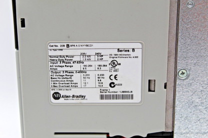 Allen-Bradley 20BB9P6A0NYYBCD1  PowerFlex 700 AC Drive