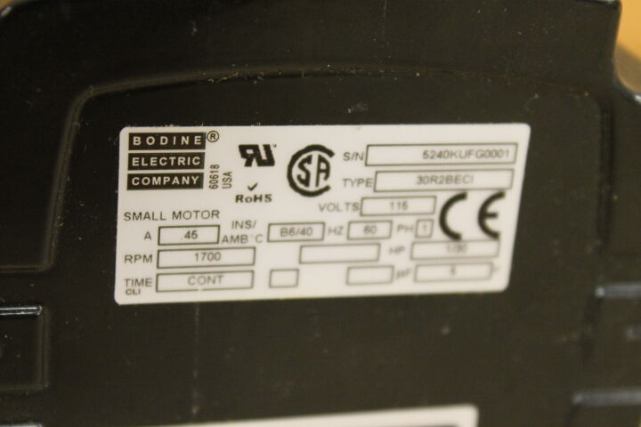 BODINE 30R2BECI SMALL MOTOR 1700 RPM