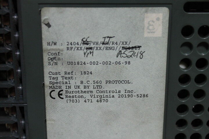 Eurotherm 2404/CC/VH/TT/R4/XX/RF/XX/YM/XX/ENG/AS248 2404 Controller