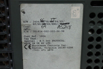 Eurotherm 2404/CC/VH/TT/R4/XX/RF/XX/YM/XX/ENG/AS248 2404 Controller