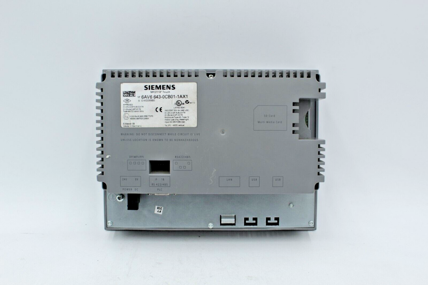 Siemens 6AV6643-0CB01-1AX1 Simatic MP 277 8" Operator Interface Panel READ 2