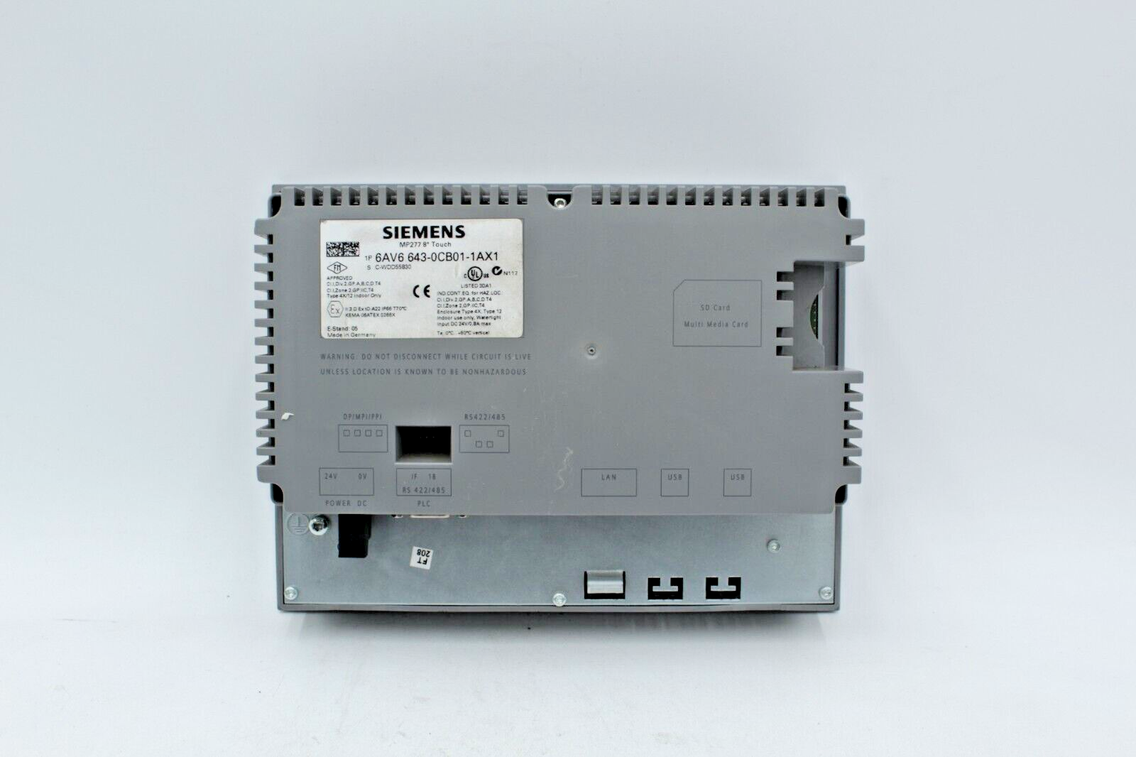 Siemens 6AV6643-0CB01-1AX1 Simatic MP 277 8" Operator Interface Panel READ 2