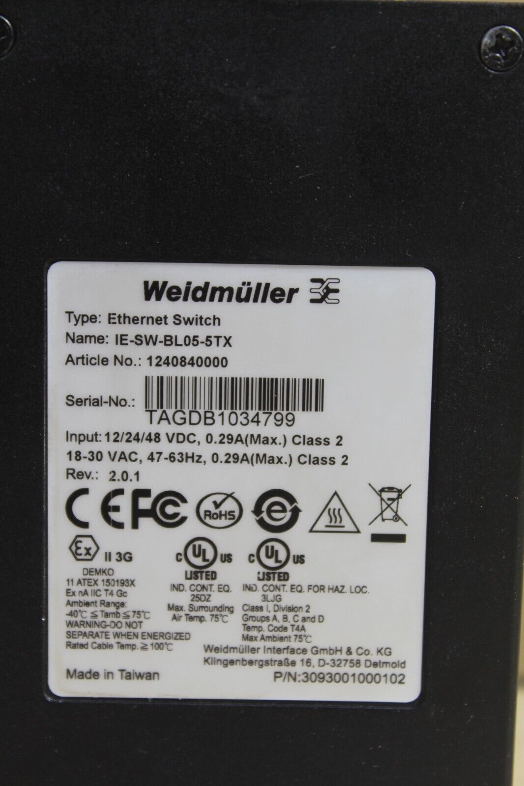 Weidmuller IE-SW-BL05-5TX Ethernet Module