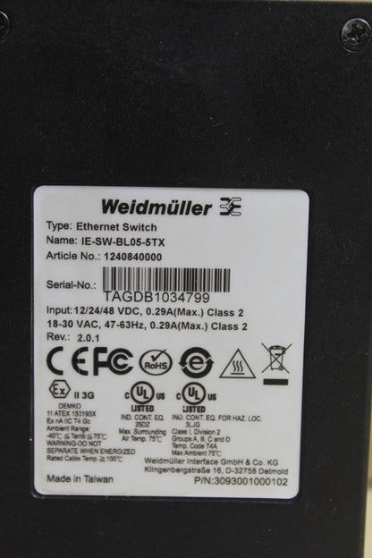 Weidmuller IE-SW-BL05-5TX Ethernet Module