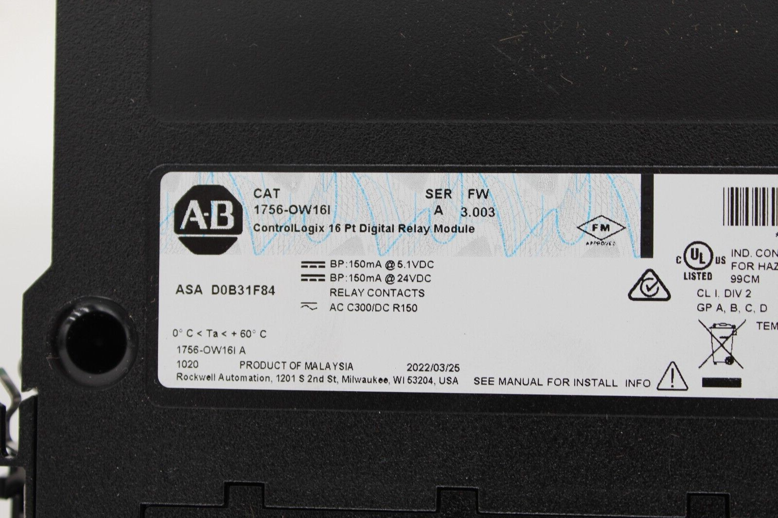 Allen-Bradley 1756-OW16I ControlLogix 16 Pt. Digital Relay Module NNB