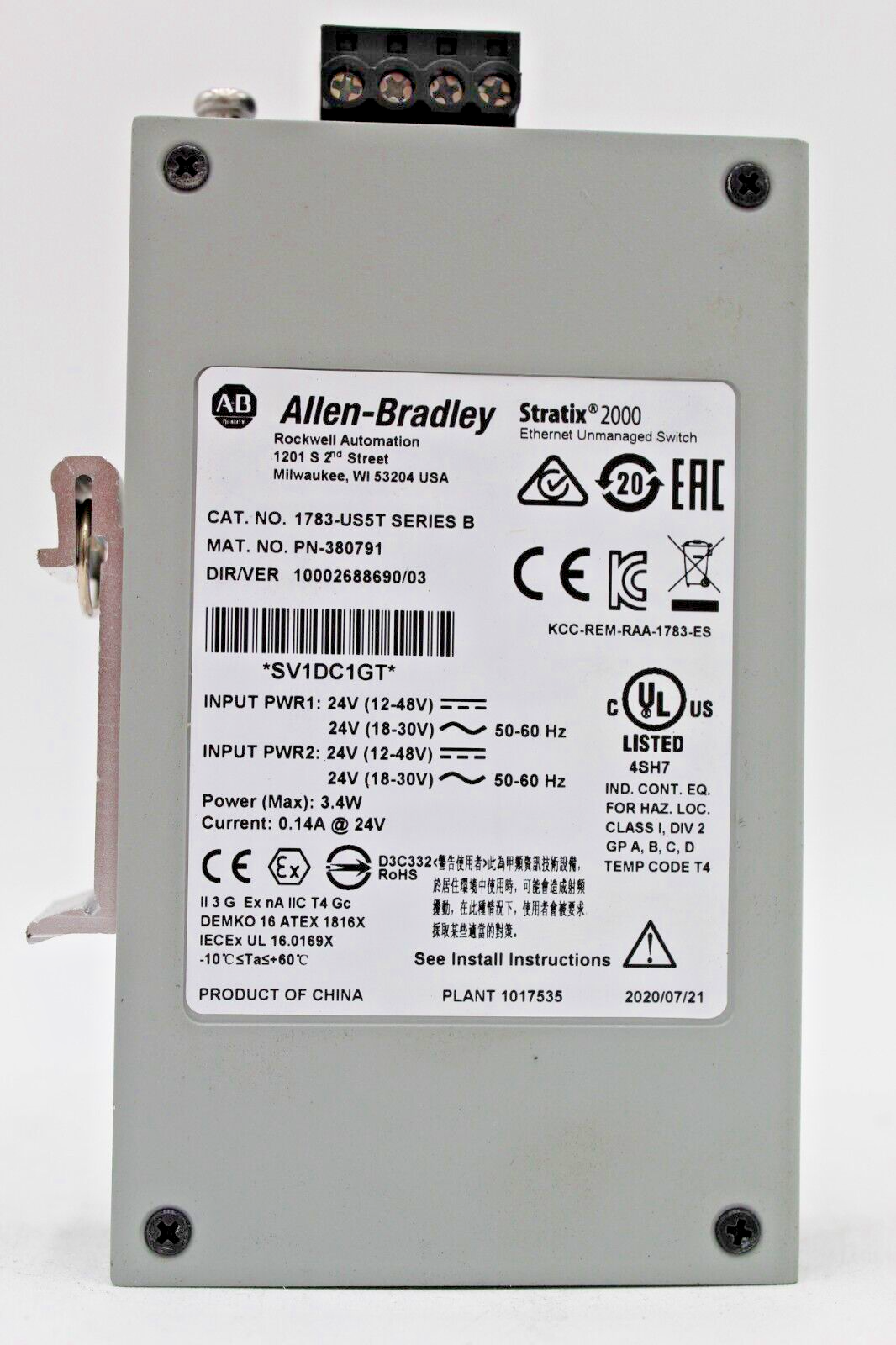 Allen-Bradley 1783-US5T Stratix 2000 Unmanaged Ethernet Switch