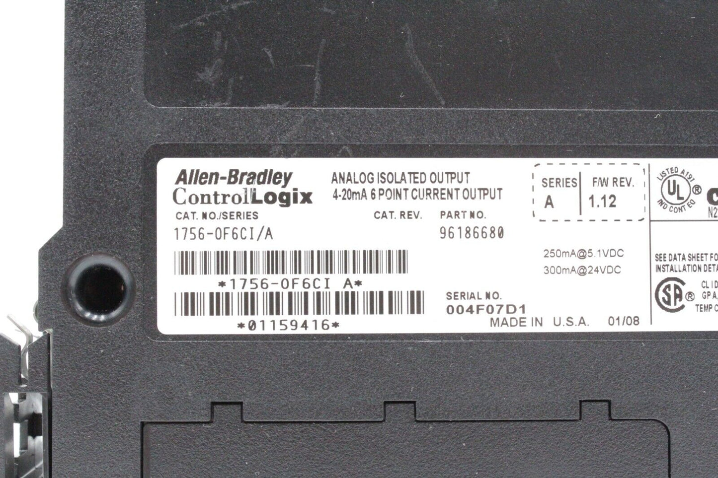 Allen-Bradley 1756-OF6CI/A Analog Isolated Output Module (Cracked Door)