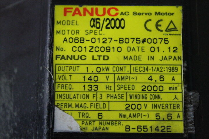 Fanuc A06B-0127-B075#0075 Servo Motor