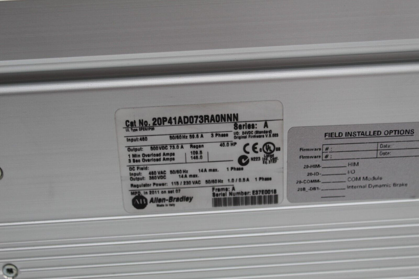 Allen-Bradley 20P41AD073RA0NNN PowerFlex DC Drive