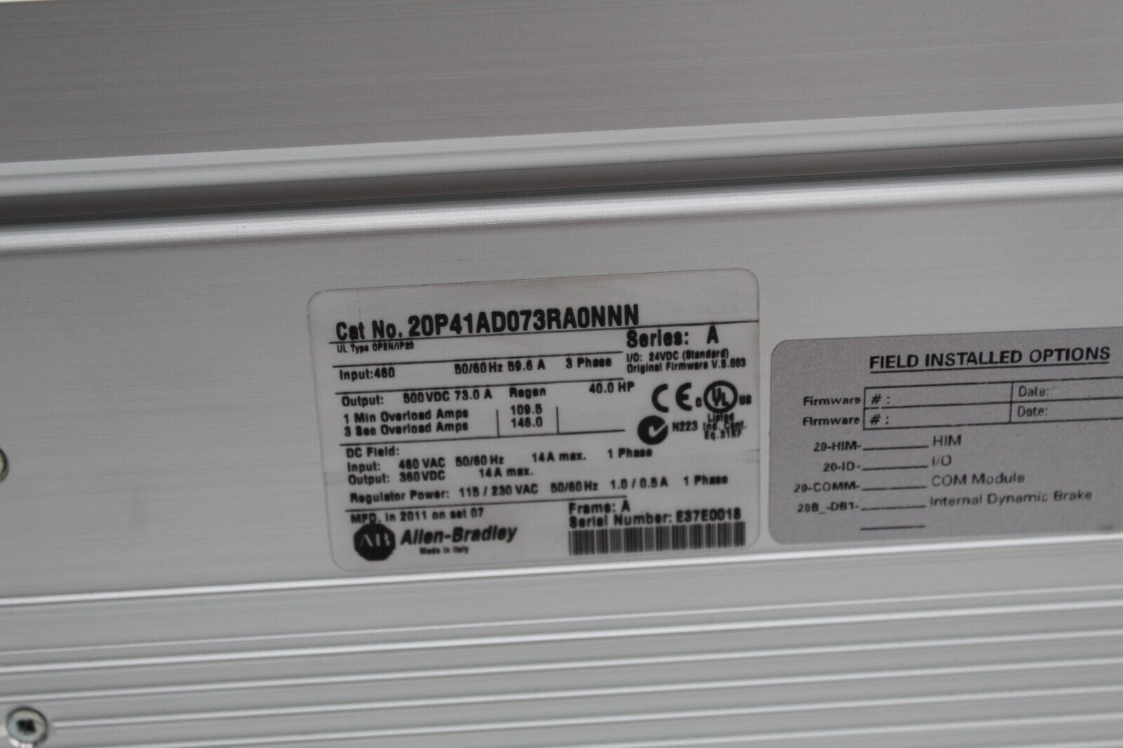 Allen-Bradley 20P41AD073RA0NNN PowerFlex DC Drive