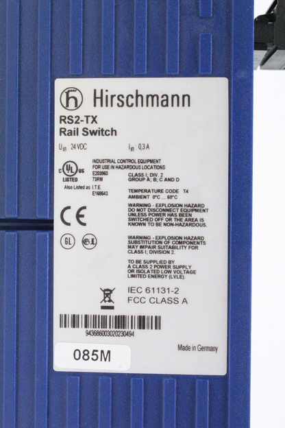 Hirschmann RS2-TX Rail Switch (Broken Din Rail and Case)