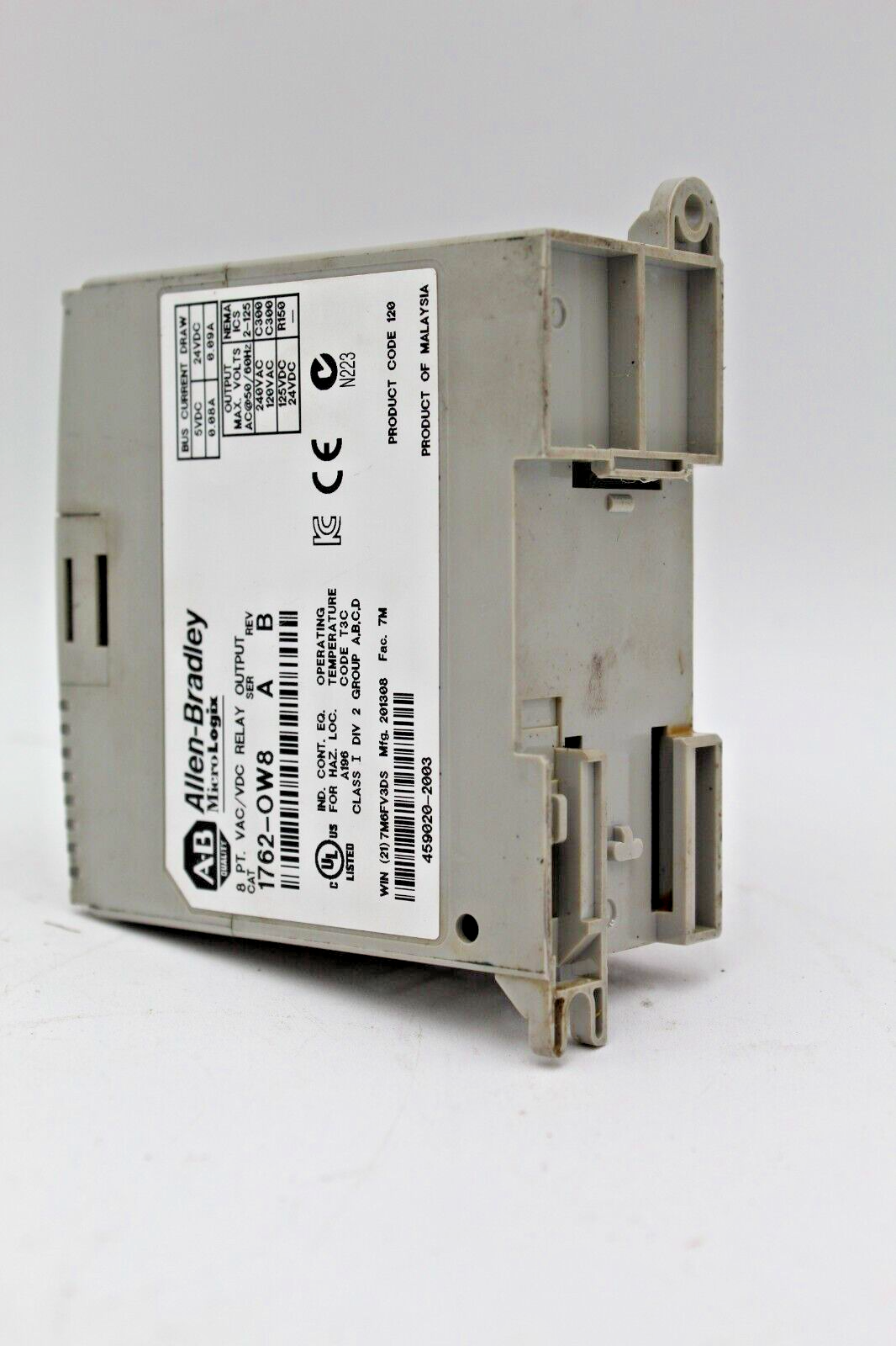 Allen-Bradley 1762-OW8 MicroLogix 8 Pt. VAC/VDC Relay Output Module (No Door)