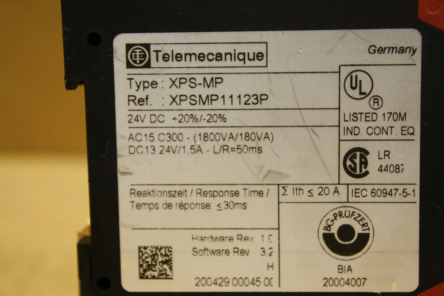 TELEMECANIQUE XPS-MP SAFETY RELAY XPSMP11123P