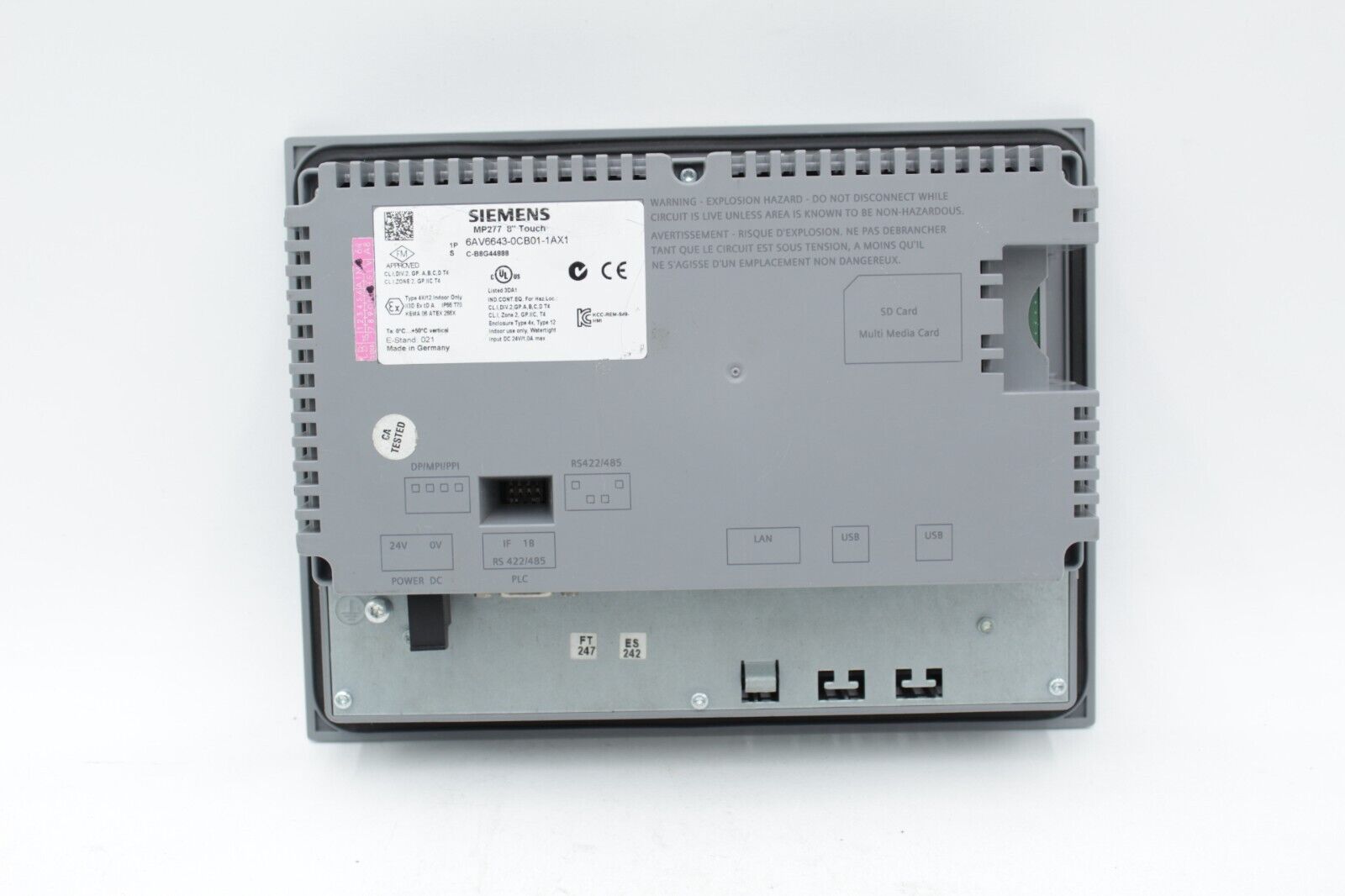 Siemens 6AV6643-0CB01-1AX1 Simatic MP 277 8" Operator Interface Panel READ 1
