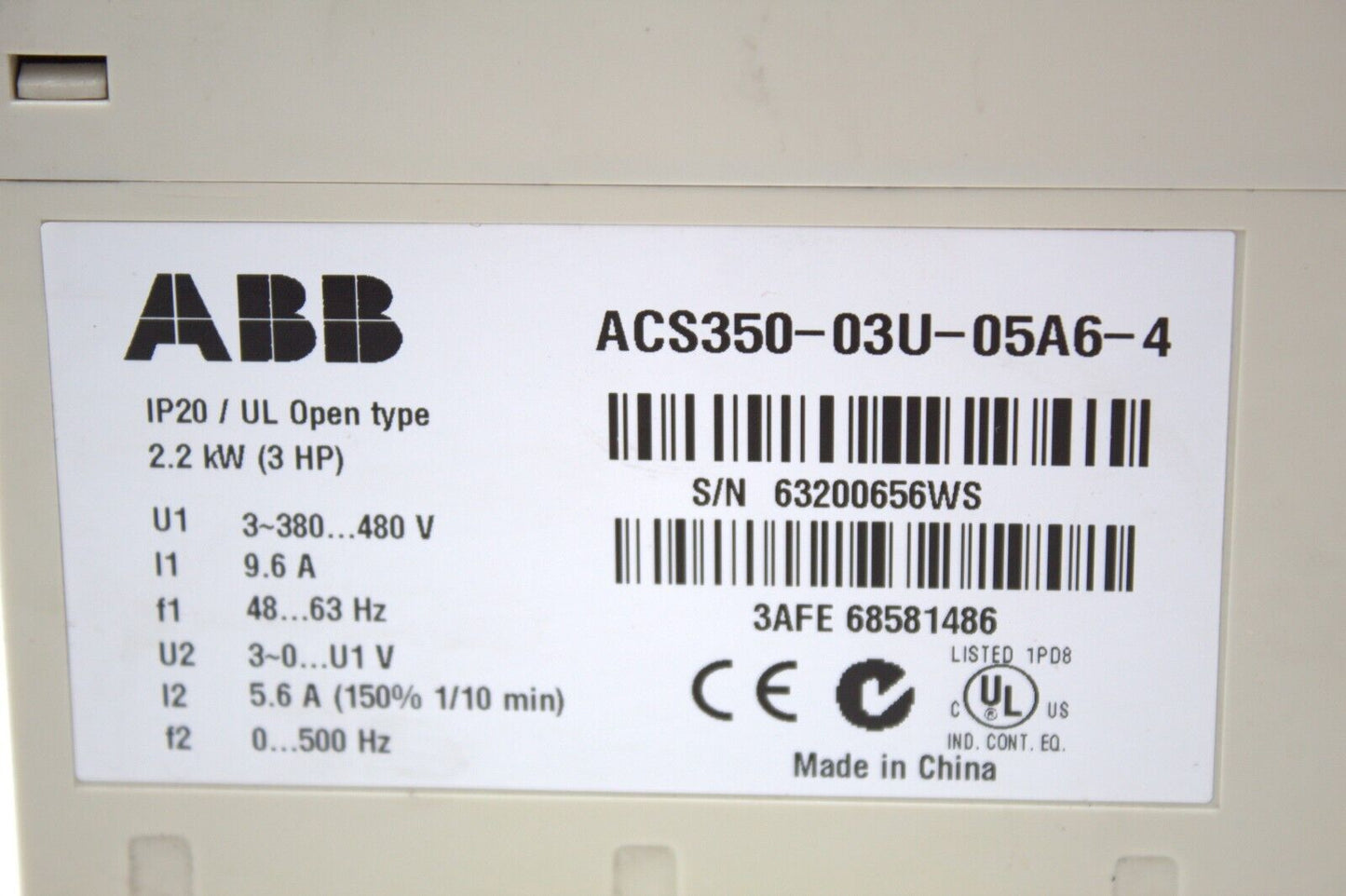 ABB ACS350-03U-05A6-4 Micro AC Drive