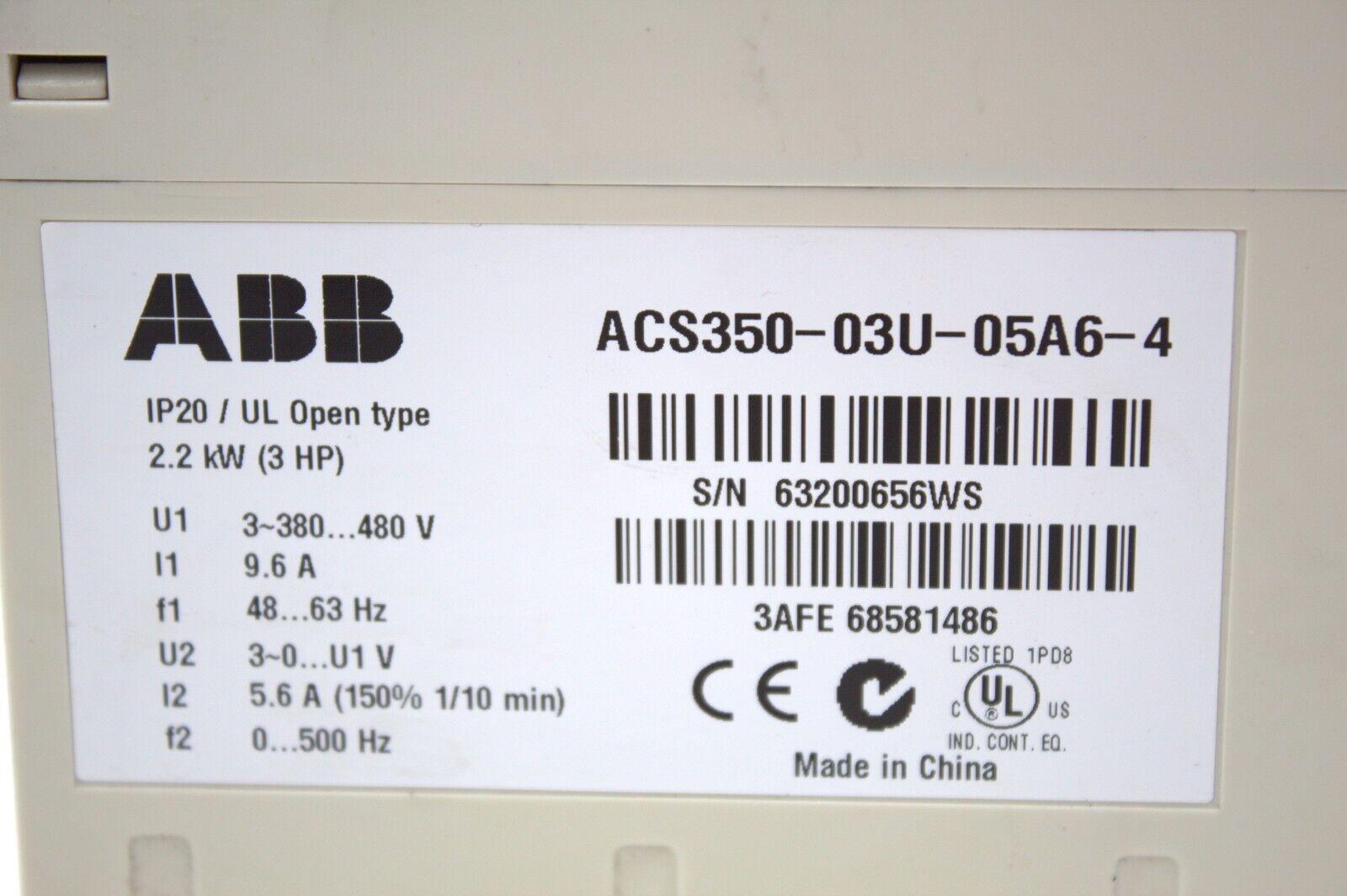 ABB ACS350-03U-05A6-4 Micro AC Drive