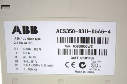 ABB ACS350-03U-05A6-4 Micro AC Drive