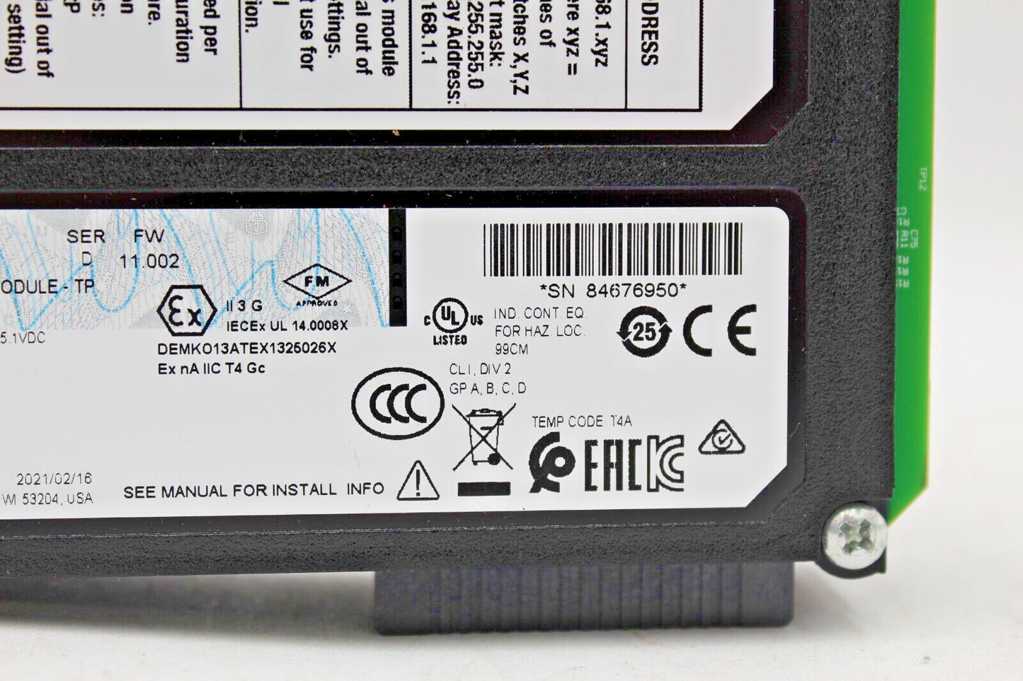 Allen-Bradley 2021 1756-EN2T /D CLX HI-CAP ENET/IP Module NNB