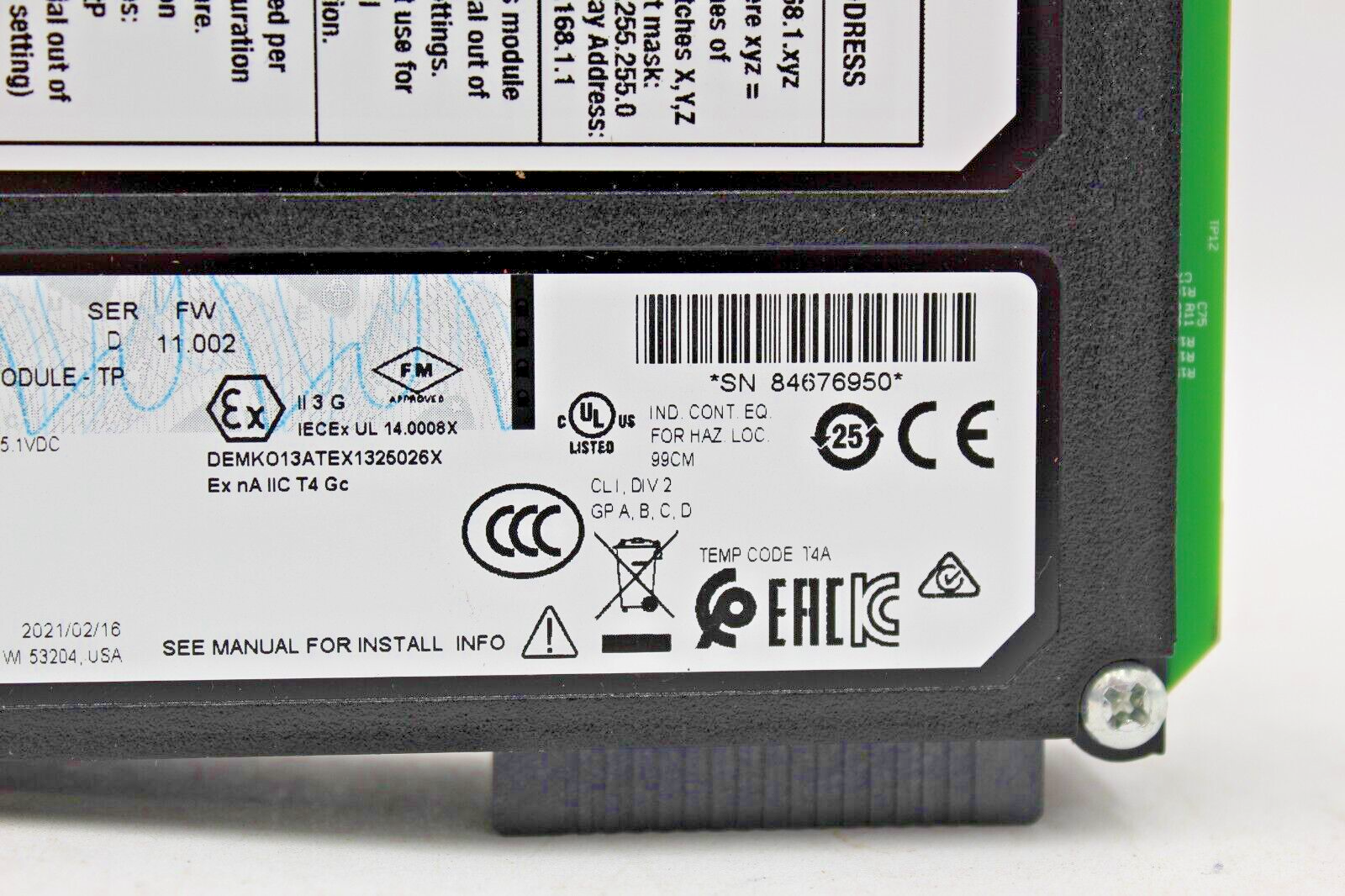 Allen-Bradley 2021 1756-EN2T /D CLX HI-CAP ENET/IP Module NNB