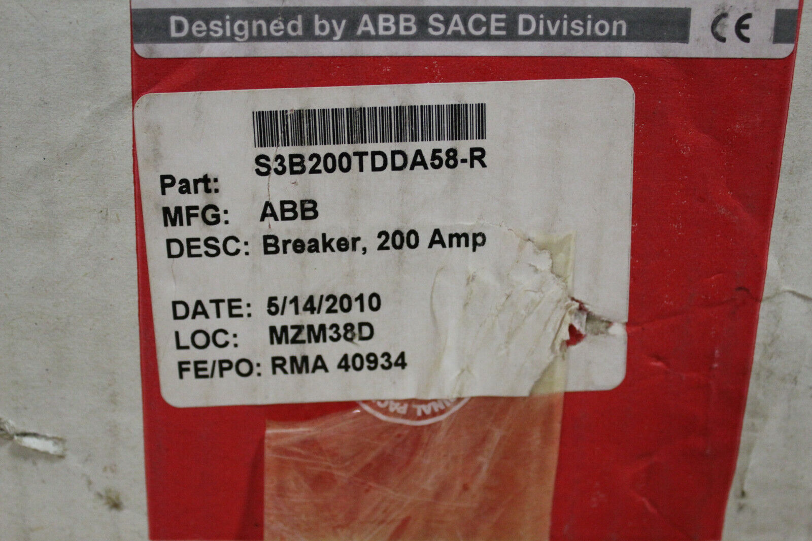 ABB S3B200TDDA58-R Breaker 200 Amp