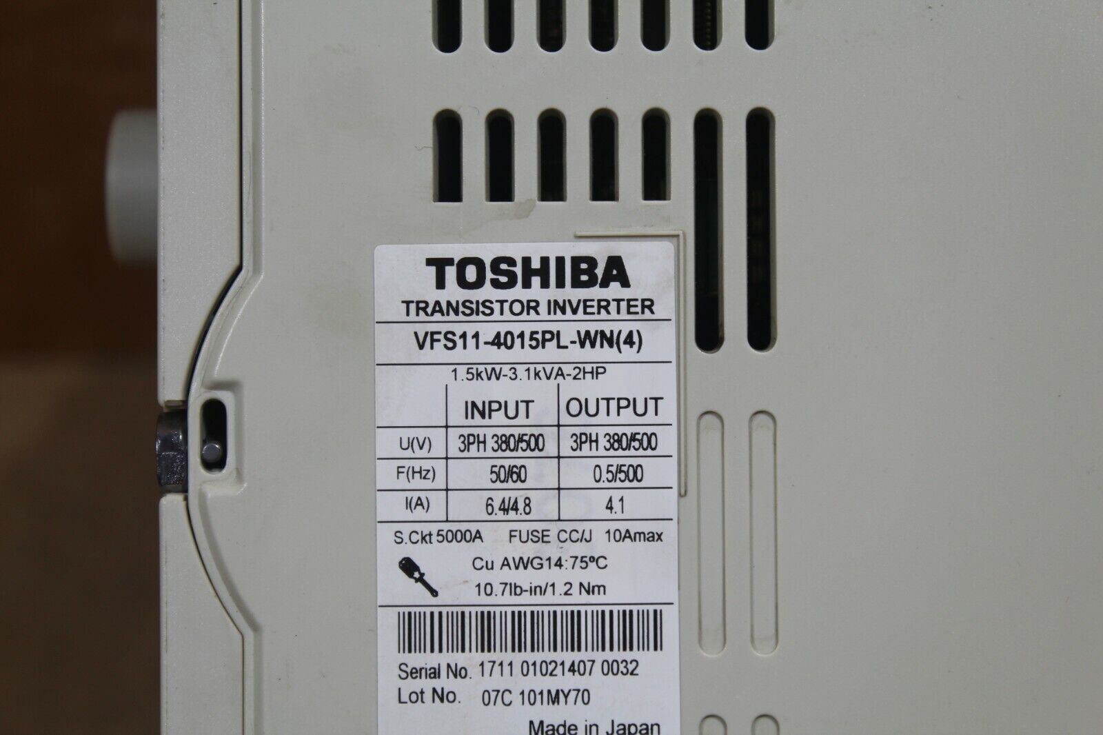 Toshiba VFS11-4015PL-WN Trans Inverter