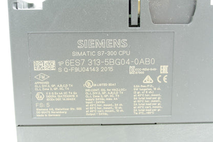 Siemens 6ES7 313-5BG04-0AB0 Simatic S7-300 CPU Module (No Covers)