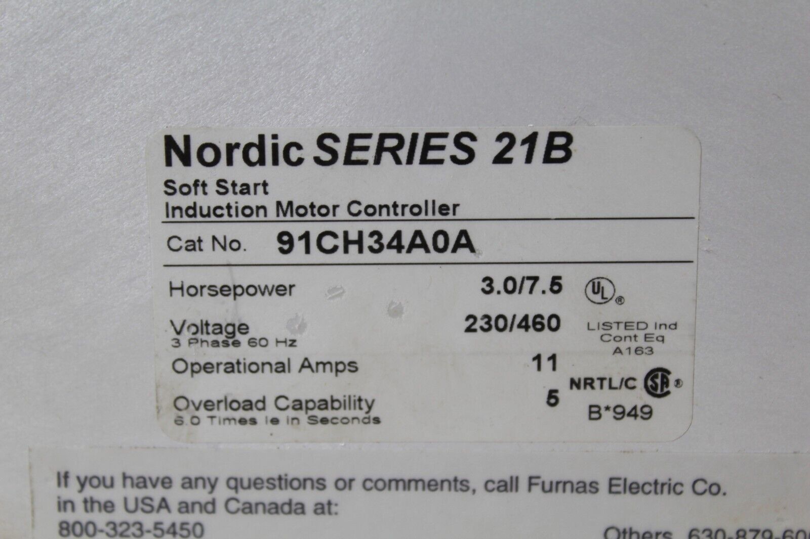 Nordic 91CH34A0A Induction Motor Controller Soft Start