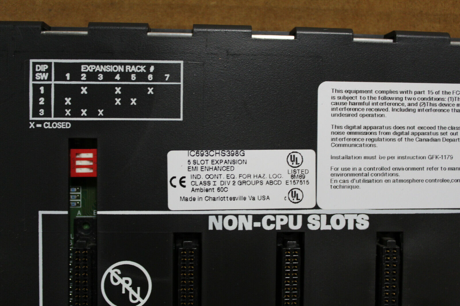GE Fanuc IC693CHS398G 5 Slot Expansion EMI