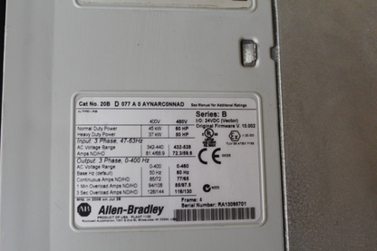 Allen Bradley 20BD077A0AYNARC0NNAD PowerFlex 700