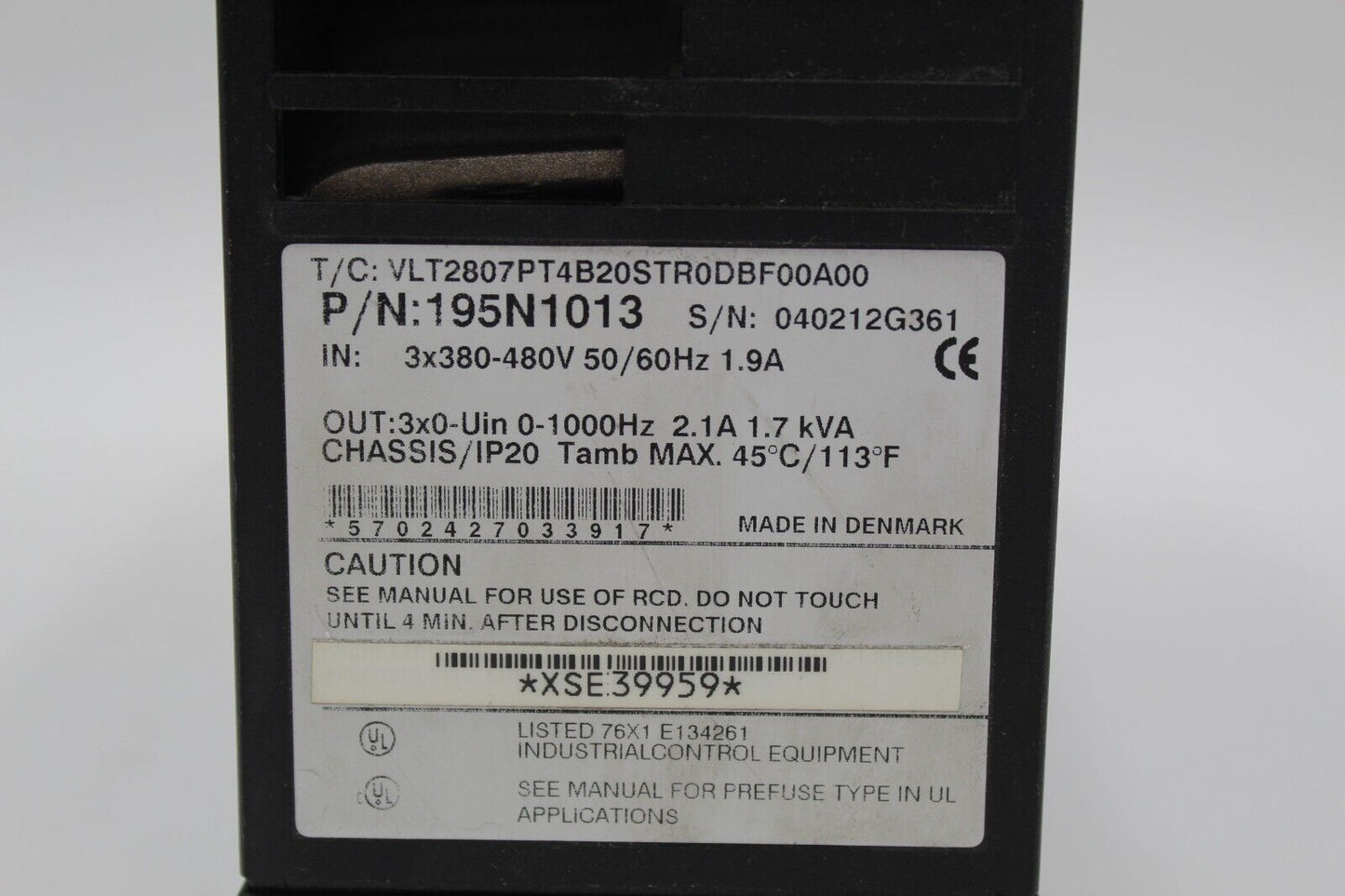 Danfoss 195N1013 VLT-2800 Variable Speed Inverter Drive