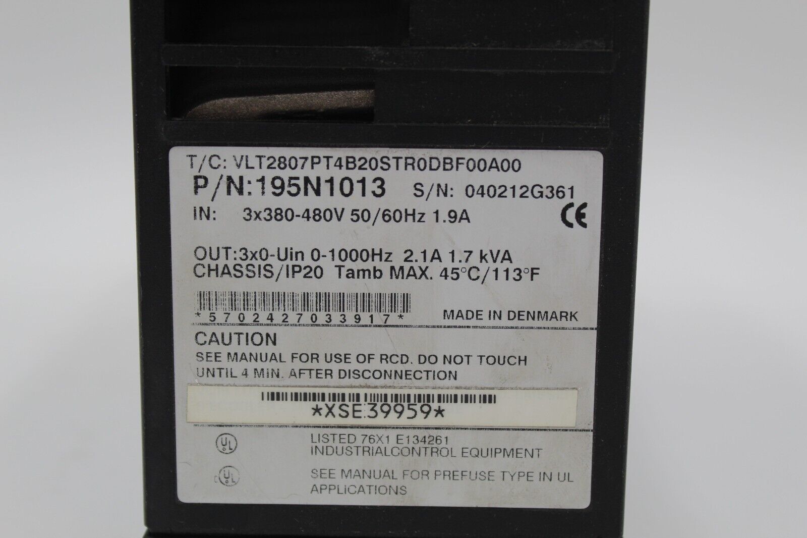 Danfoss 195N1013 VLT-2800 Variable Speed Inverter Drive